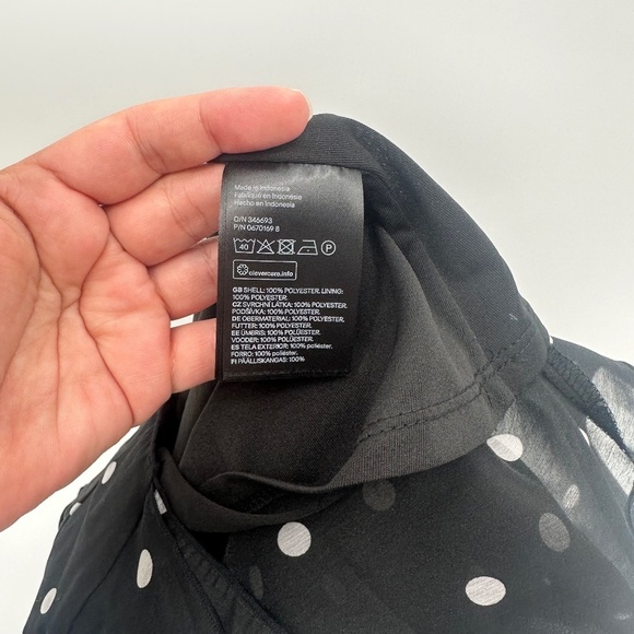 HM Skirt Women 4 NEW Black Coquette Whimsigoth Chiffon Polka Dots Tiered Pull On - Picture 7 of 10